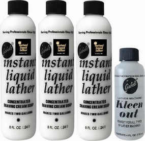 8oz Concentrated Gabel's shaving soap (3) for Lather Machine and Kleen out 4oz (1) Gabel's Manufacturer Direct with black logo.
