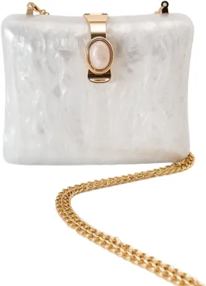 Acrylic Clutch Bags Purse Perspex BagClutch Bag Marbling Handbags for Women Cross Body Bag ，White Purse