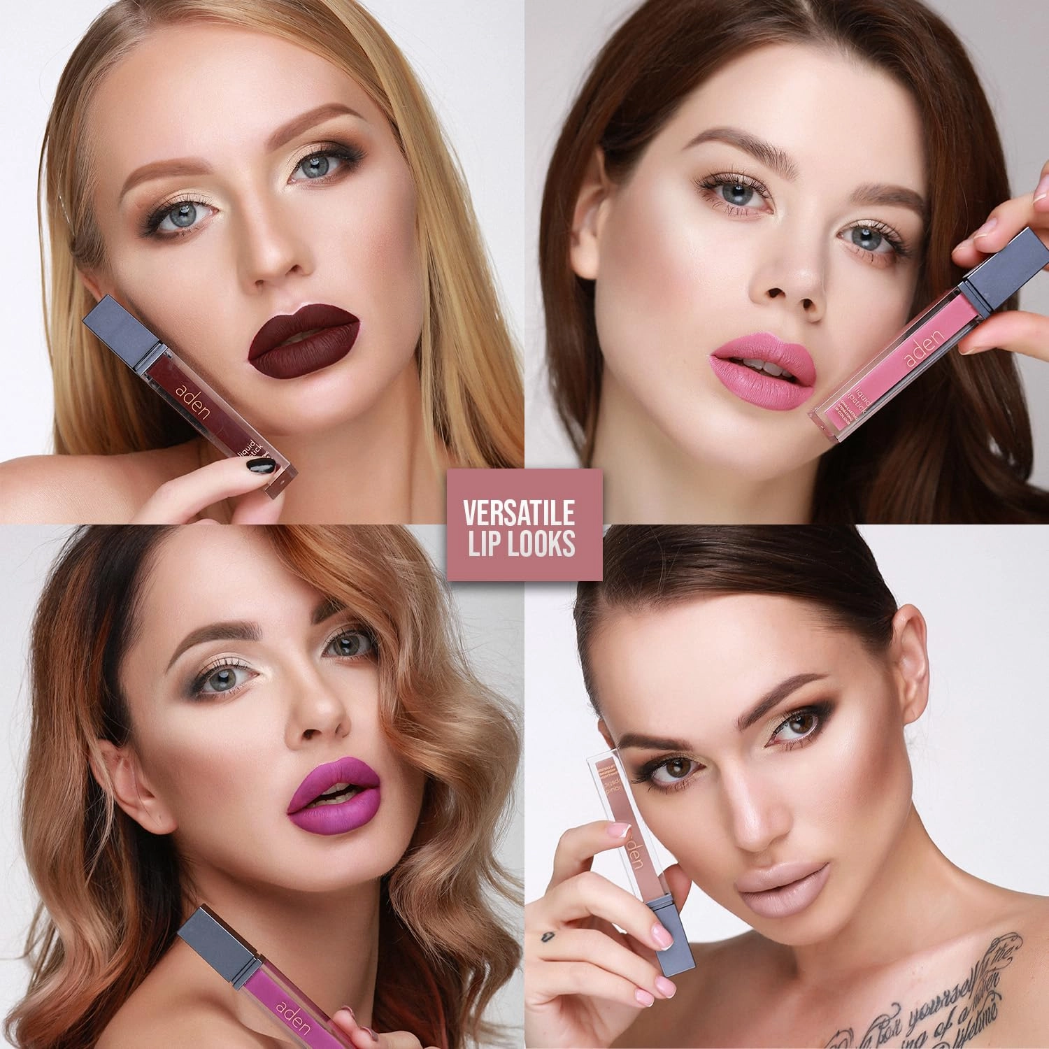 aden - 2 in 1 - Matte Liquid Lipstick & Lip Liner Set - 7ML - Non-Smudge & Quick Drying - Highly Pigmented - Long Duration with Hydration - Made in Italy (07 Nude Elegance)