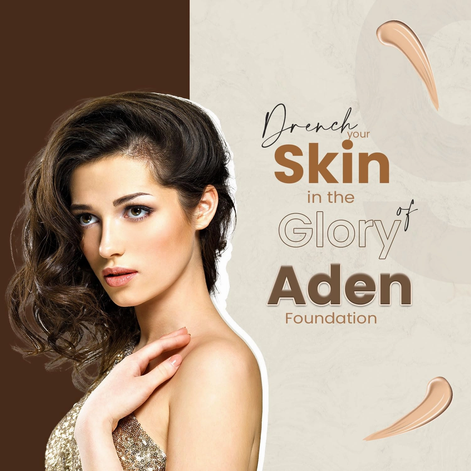 aden Fluid Foundation – 20ml – Sweat & Water Proof Full Coverage Foundation – Long lasting & High-Definition – No Fragrance & Sunscreen (01 Porcelain)