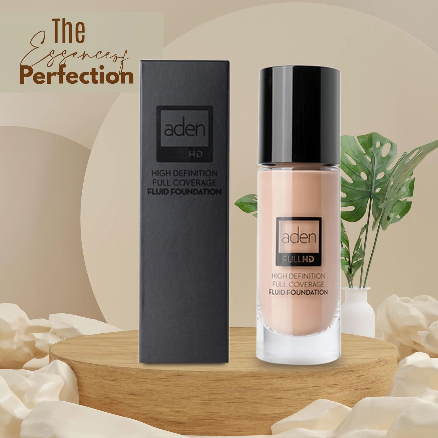 aden Fluid Foundation – 20ml – Sweat & Water Proof Full Coverage Foundation – Long lasting & High-Definition – No Fragrance & Sunscreen (02 Ivory)
