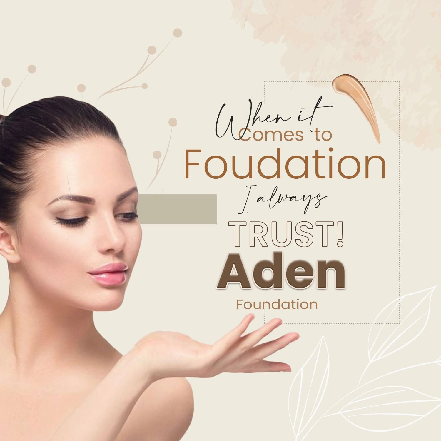 aden Fluid Foundation – 20ml – Sweat & Water Proof Full Coverage Foundation – Long lasting & High-Definition – No Fragrance & Sunscreen (02 Ivory)