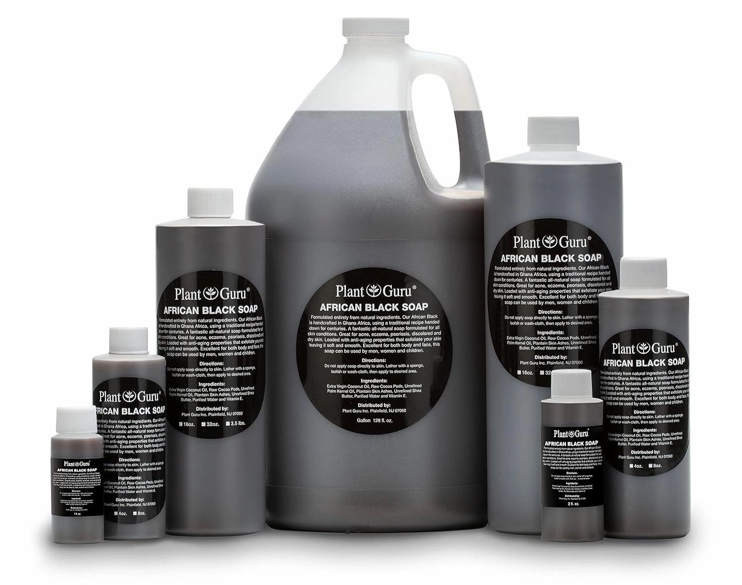 African Black Soap Liquid Half Gallon - 100% Raw Pure Natural From Ghana, Acne Treatment, Aids Against Eczema & Psoriasis, Dry Skin, Scar and Dark spot Removal, Pimples and Blackhead, Face & Body Wash