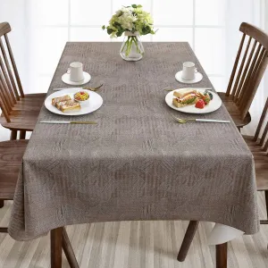 AIRCOWRIE Waterproof Vinyl Tablecloths, Heavy Duty Oil Proof Spill Proof Plastic Table Cloth, Wipe Clean PVC Table Cover for Spring Indoor and Outdoor Use (Brown, 54”×108”, Rectangle)