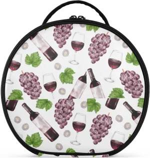ALAZA Grape and Red Wine Bottle and Glass Makeup Bag Travel Cosmetic Bag Large Toiletry Organizer