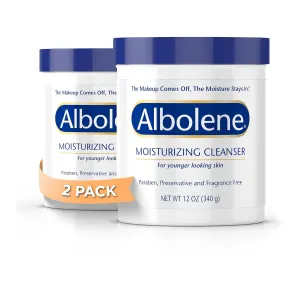 Albolene Face Moisturizer and Makeup Remover, Facial Cleanser and Cleansing Balm, Fragrance Free Cream, (12 oz, 2 Pack)