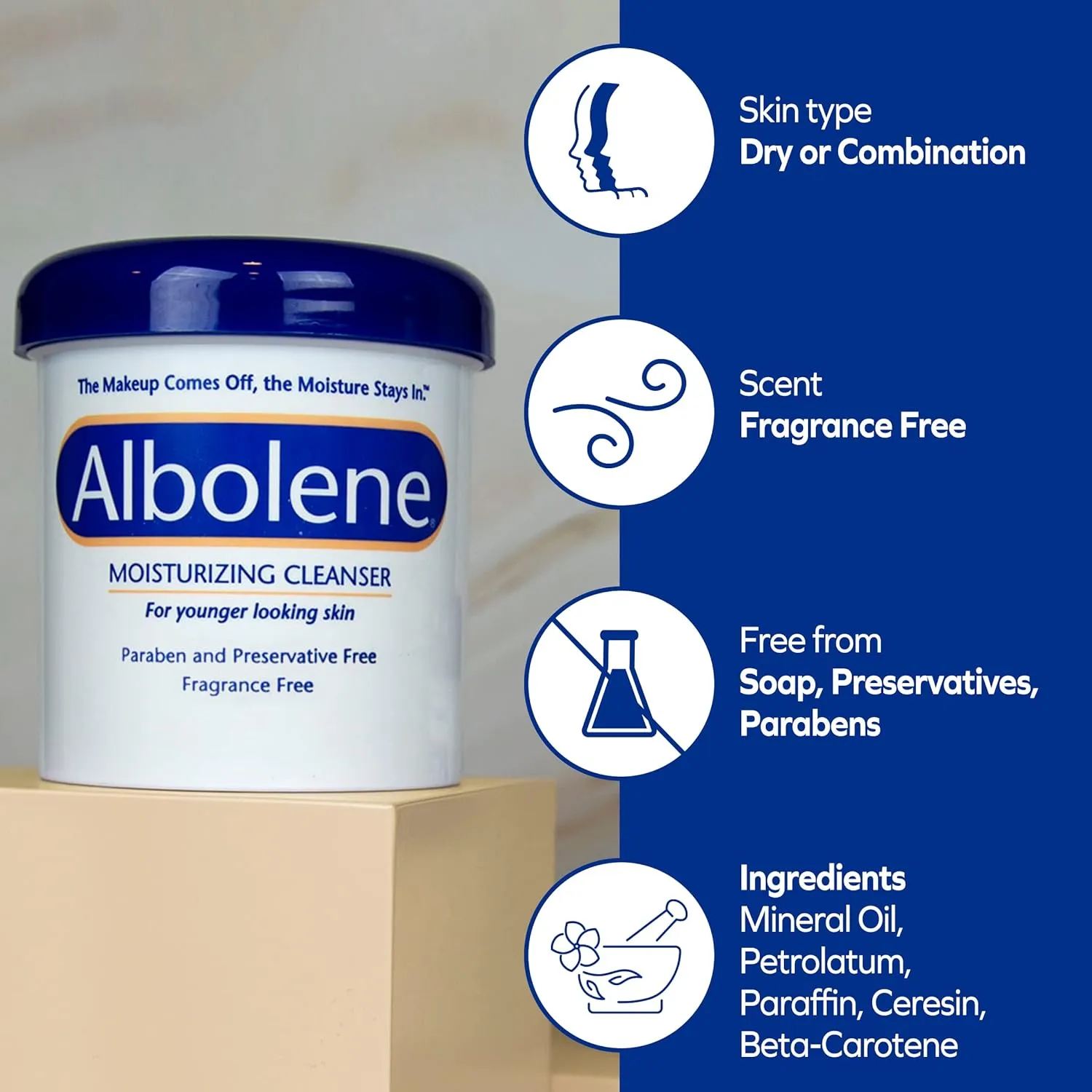 Albolene Face Moisturizer and Makeup Remover, Facial Cleanser and Cleansing Balm, Fragrance Free Cream, (12 oz, 2 Pack)