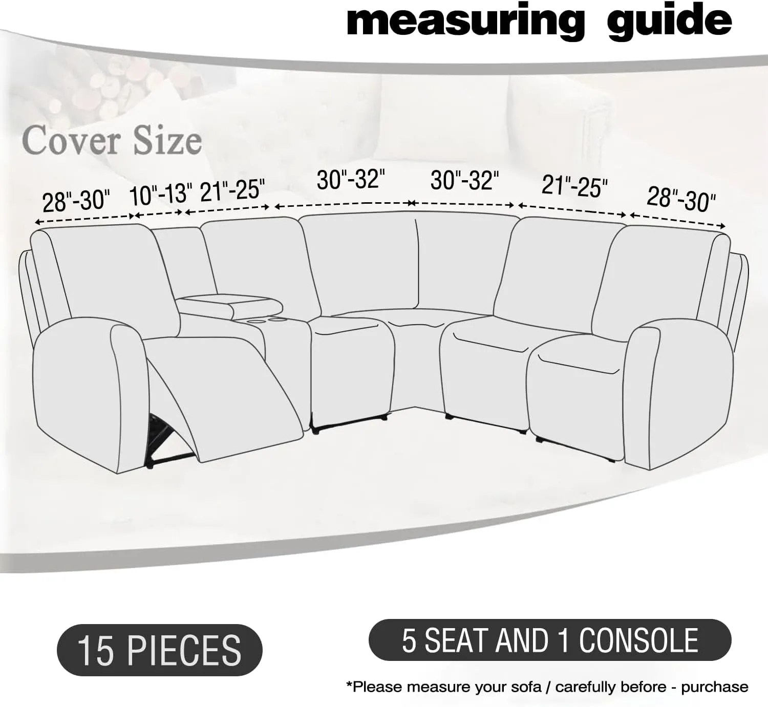 ALIECOM Waterproof Reclining Sectional Couch Covers for Reclining Sectional Stretch L Shaped Recliner Sofa Cover Washable Pet Dog Corner Sofa Slipcovers Protector (5 Seat and 1 Console, Dark Brown)