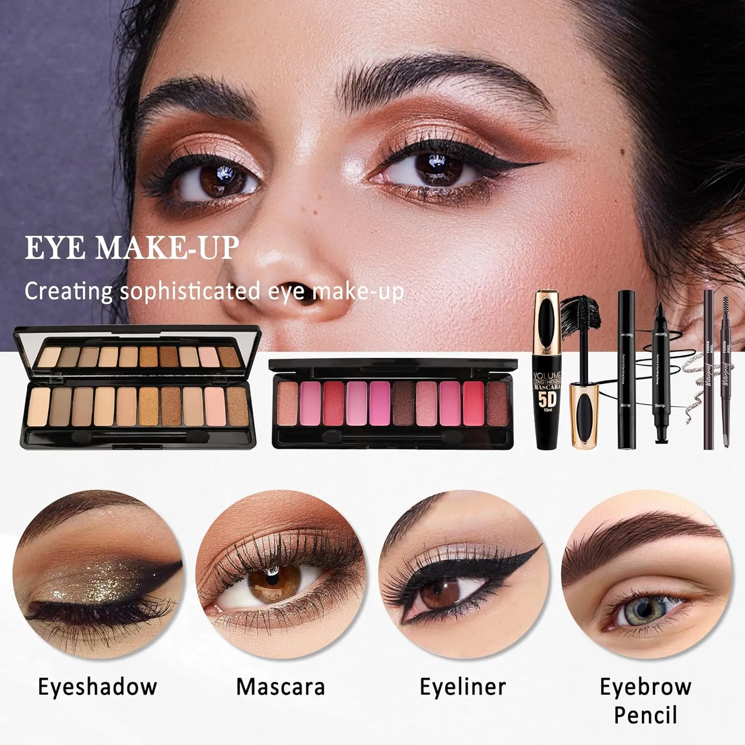All in One Makeup Kit for Women Full Kit,Travel Makeup Kit for Teens,Makeup Gift Set with Everything,Foundation Eyeshadow Lipstick Eyebrow Blush Powder,Mother's Day Make Up Gift Set for Women-D