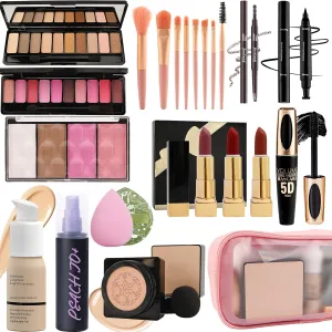 All in One Makeup Kit for Women Full Kit,Travel Makeup Kit for Teens,Makeup Gift Set with Everything,Foundation Eyeshadow Lipstick Eyebrow Blush Powder,Mother's Day Make Up Gift Set for Women-D