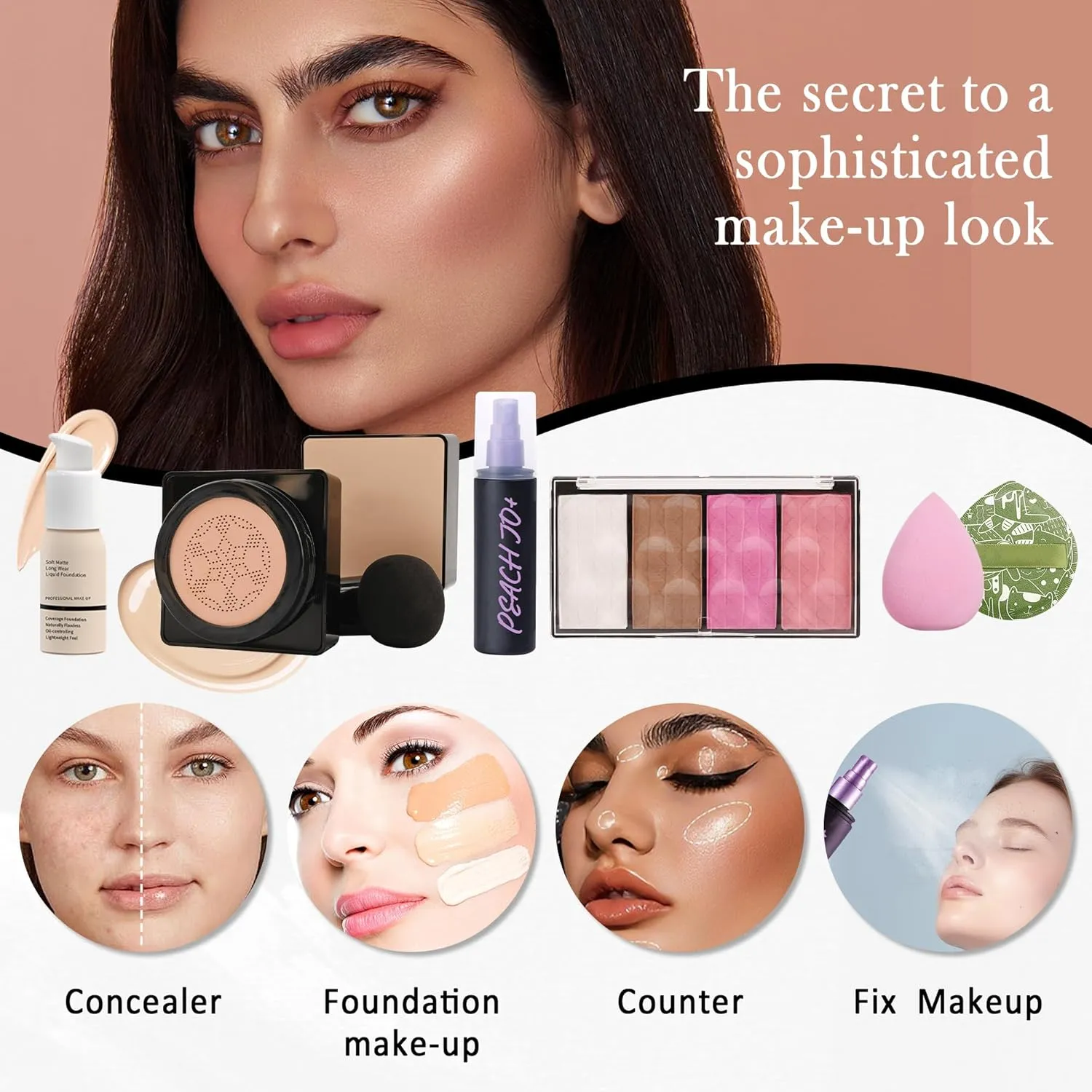 All in One Makeup Kit for Women Full Kit,Travel Makeup Kit for Teens,Makeup Gift Set with Everything,Foundation Eyeshadow Lipstick Eyebrow Blush Powder,Mother's Day Make Up Gift Set for Women-D