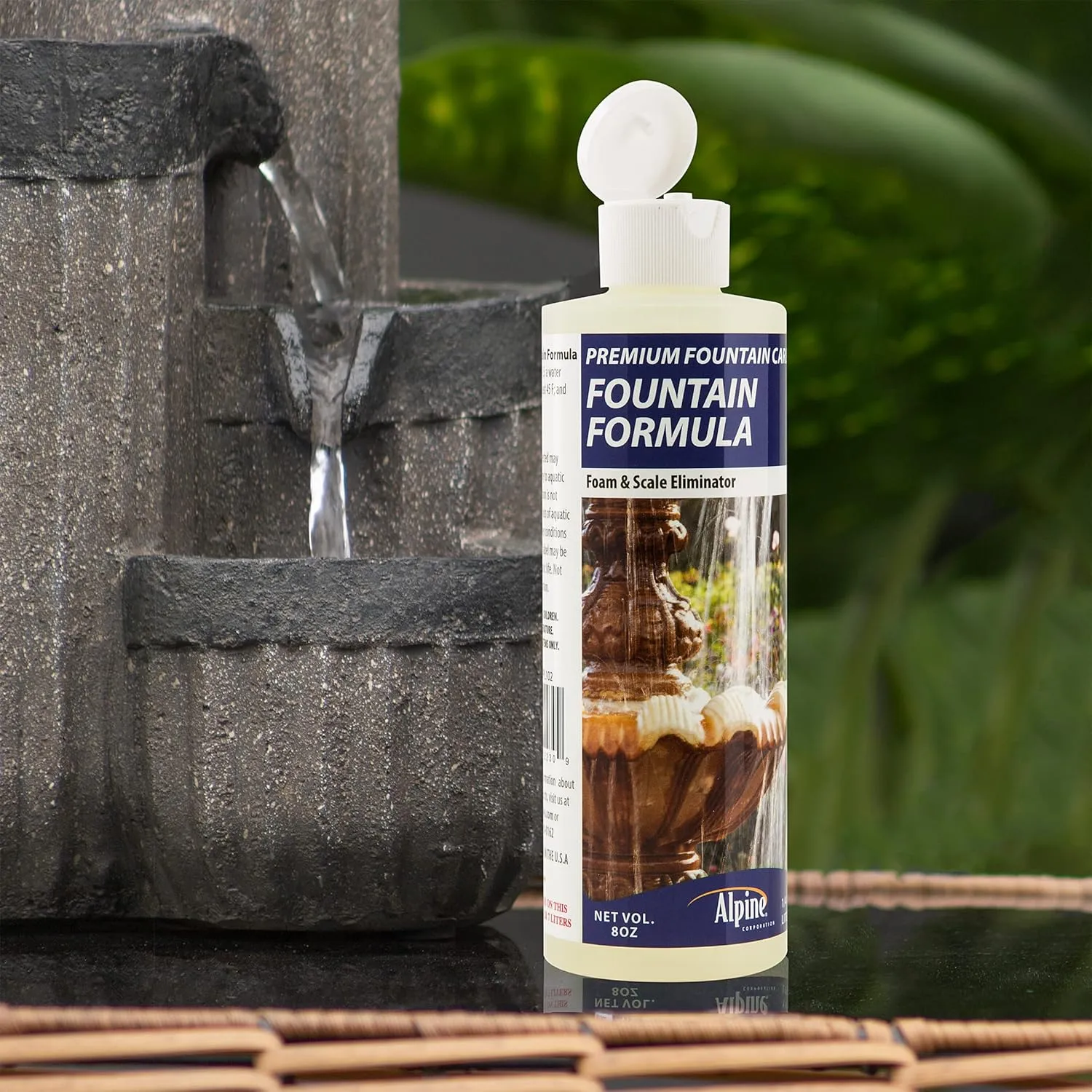 Alpine Corporation Outdoor Floor Fountain with LED Lights and Fountain Cleaner