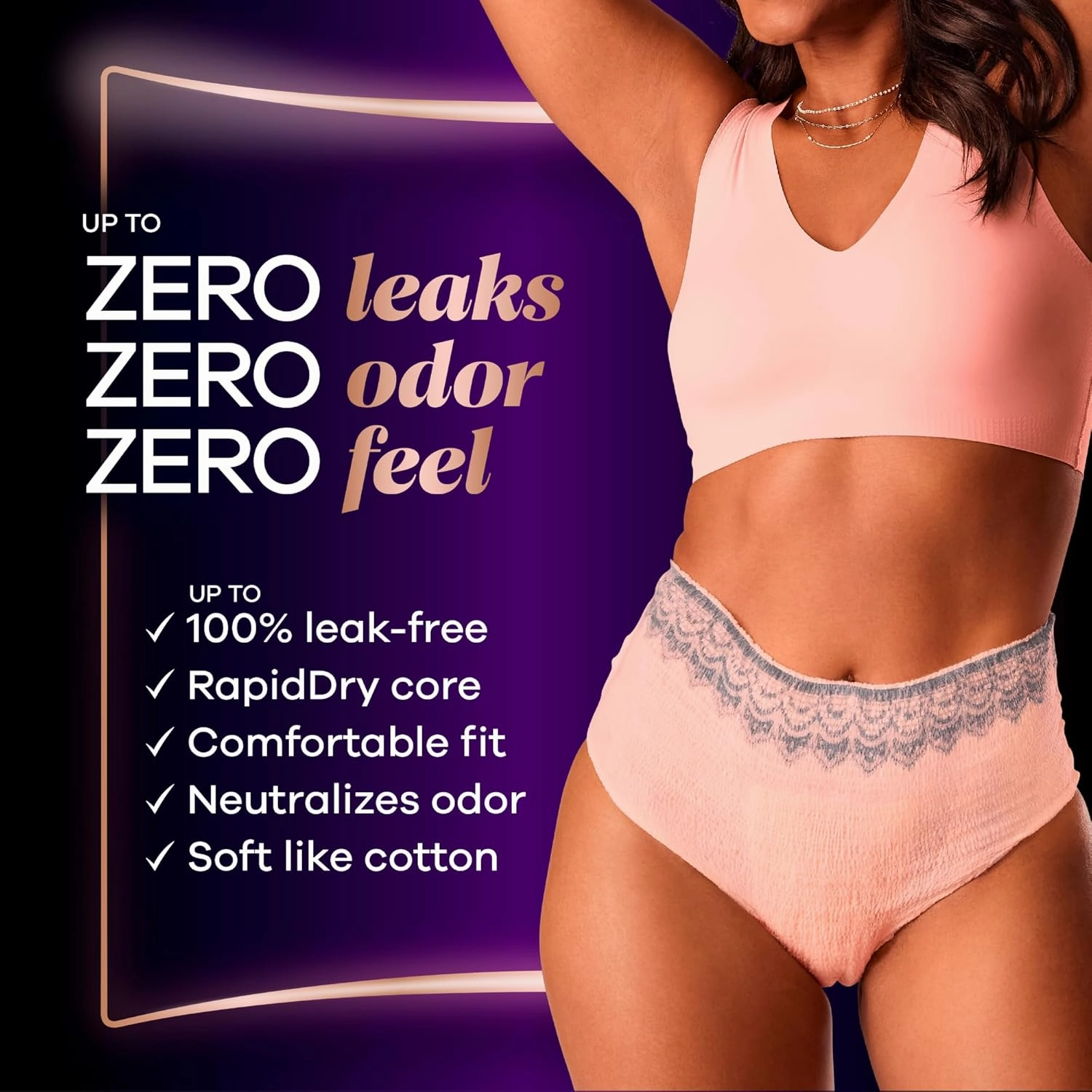 Always Discreet Boutique Adult Incontinence and Postpartum Underwear for Women, Maximum Protection, XL, Rosy, 48 Count (Packaging May Vary)