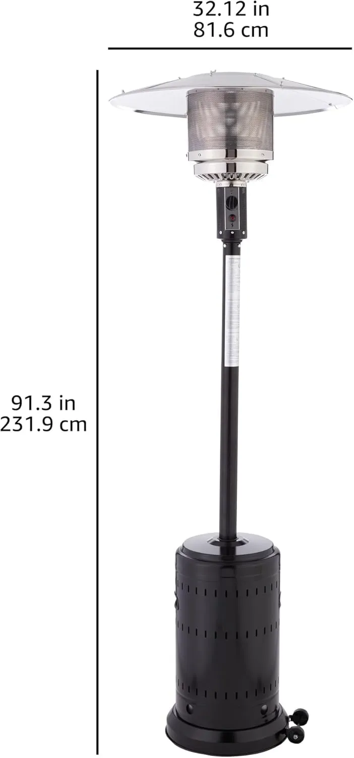 Amazon Basics 46,000 BTU Outdoor Propane Patio Heater with Wheels, Commercial & Residential, Havana Bronze, with Water Tank, 32.1 x 32.1 x 91.3 inches (LxWxH)