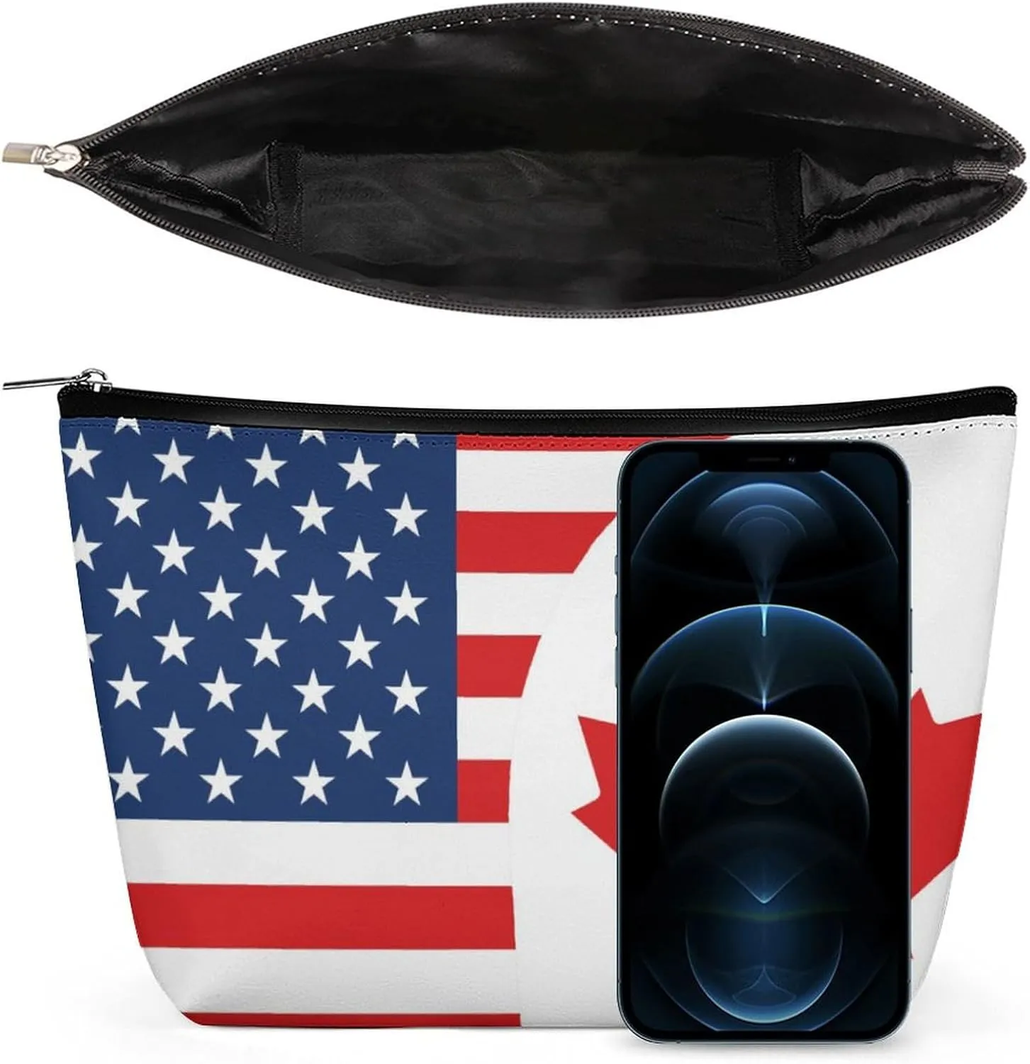 America Canadian Flag Cosmetic Bag Travel Portable Makeup Bag Large Capacity Toiletry Bag Women Storage Bags-3