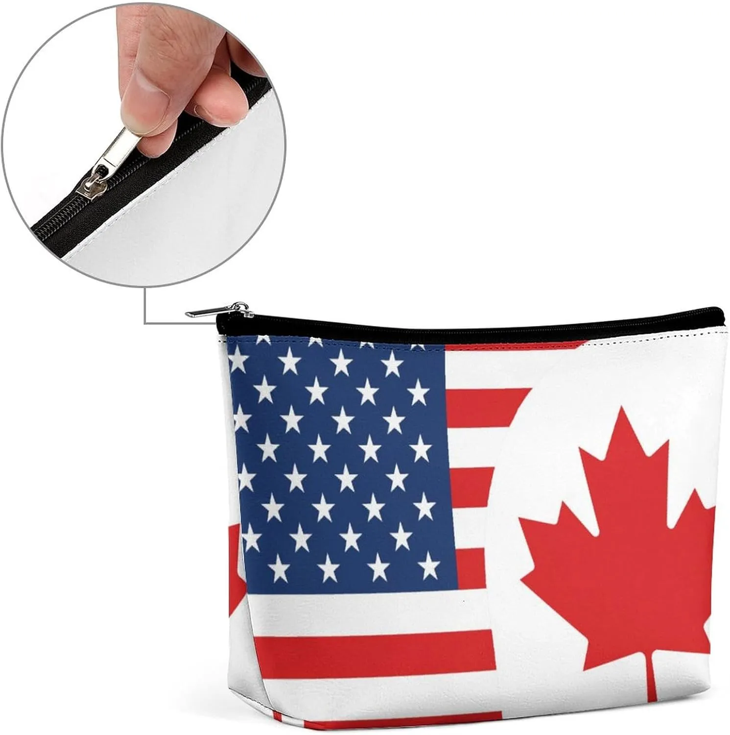 America Canadian Flag Cosmetic Bag Travel Portable Makeup Bag Large Capacity Toiletry Bag Women Storage Bags-3