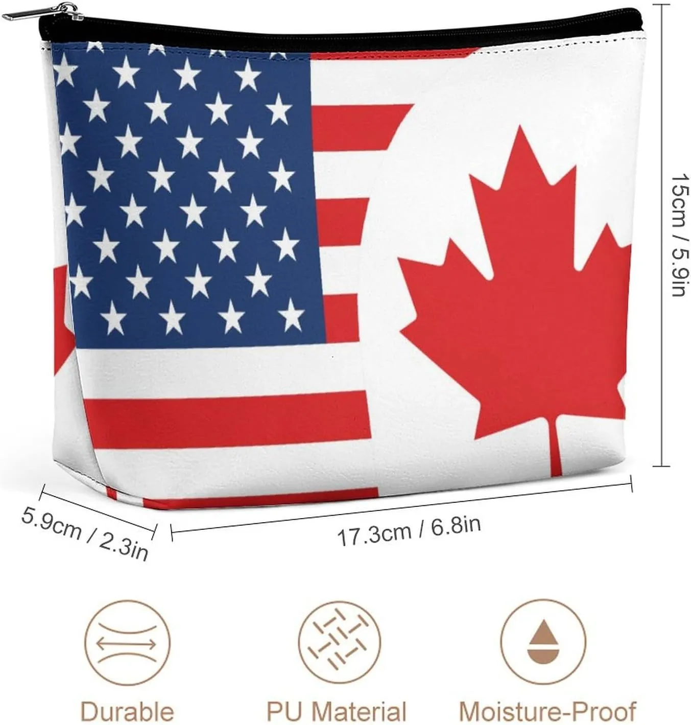 America Canadian Flag Cosmetic Bag Travel Portable Makeup Bag Large Capacity Toiletry Bag Women Storage Bags-3