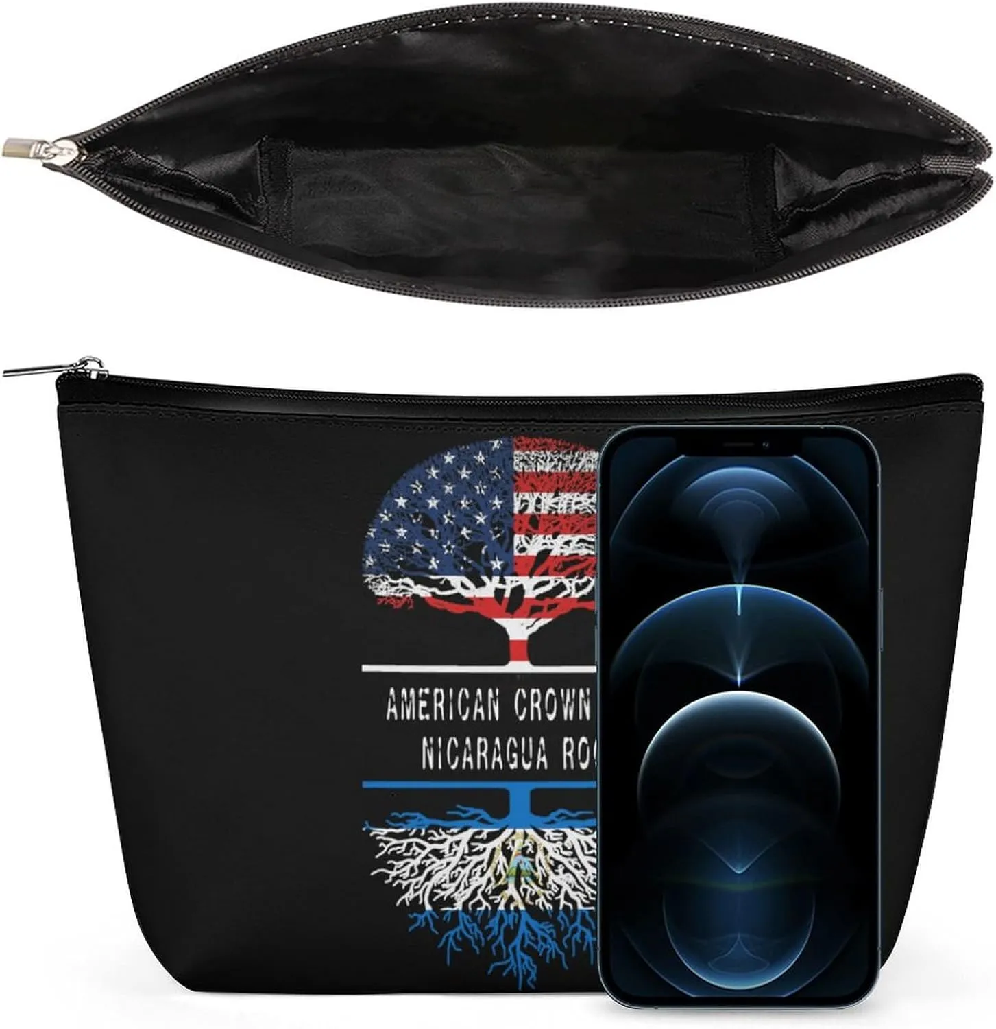 America Crown With Nicaragua Roots Cosmetic Bag Travel Portable Makeup Bag Large Capacity Toiletry Bag Women Storage Bags-3