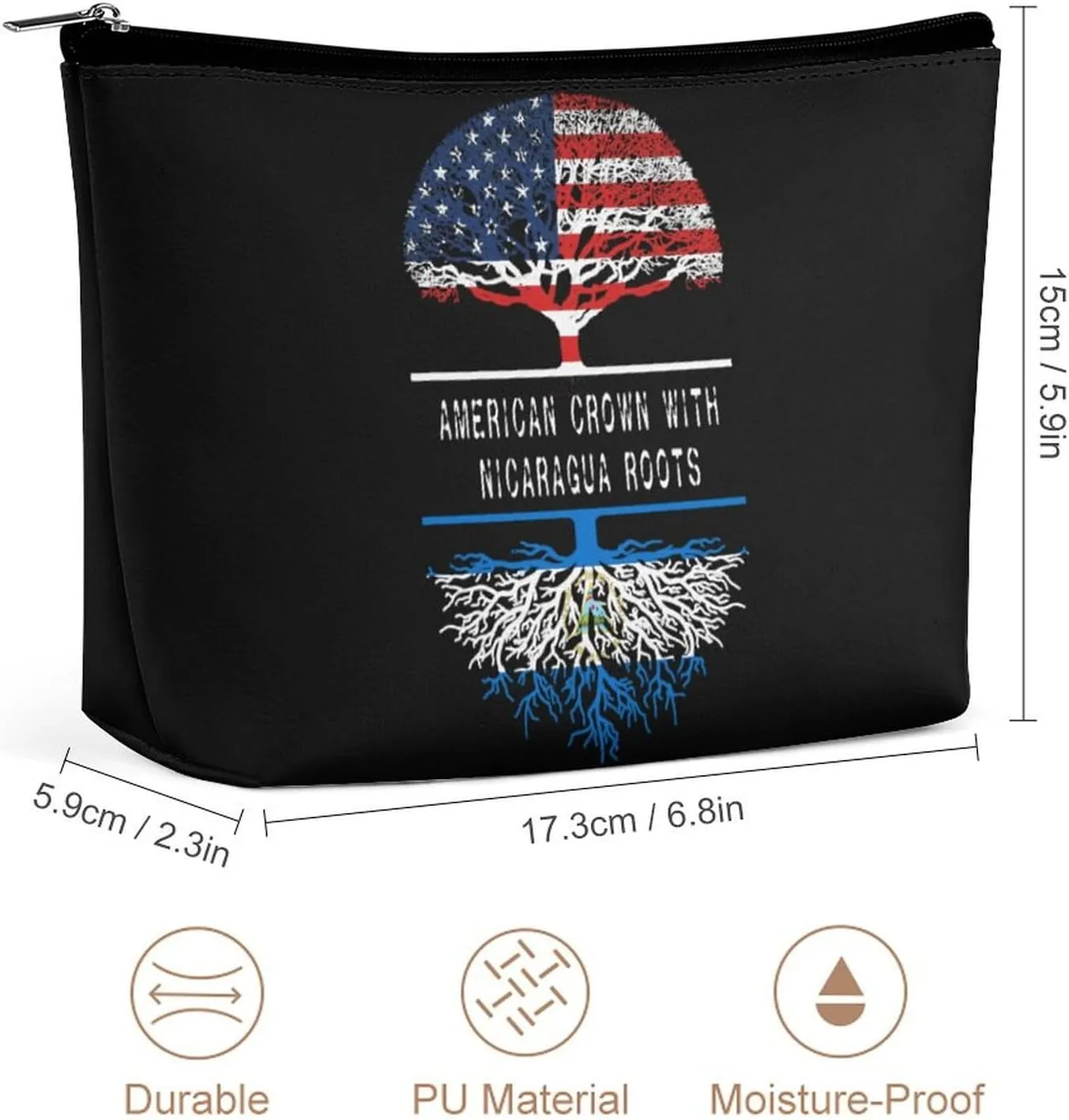 America Crown With Nicaragua Roots Cosmetic Bag Travel Portable Makeup Bag Large Capacity Toiletry Bag Women Storage Bags-3