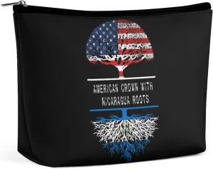 America Crown With Nicaragua Roots Cosmetic Bag Travel Portable Makeup Bag Large Capacity Toiletry Bag Women Storage Bags-3