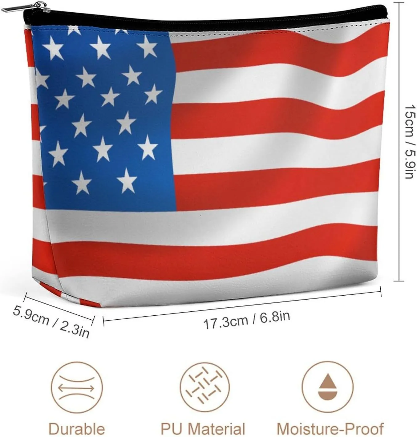 America Flag Cosmetic Bag Travel Portable Makeup Bag Large Capacity Toiletry Bag Women Storage Bags-3