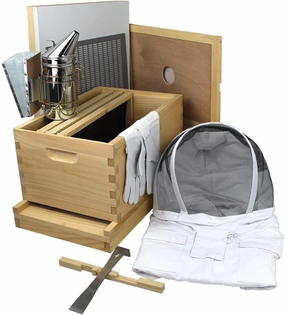 Amish Made in USA Complete Langstroth Beehive - The Starter Kit (Full Hive with 1 Deep & Accessories)