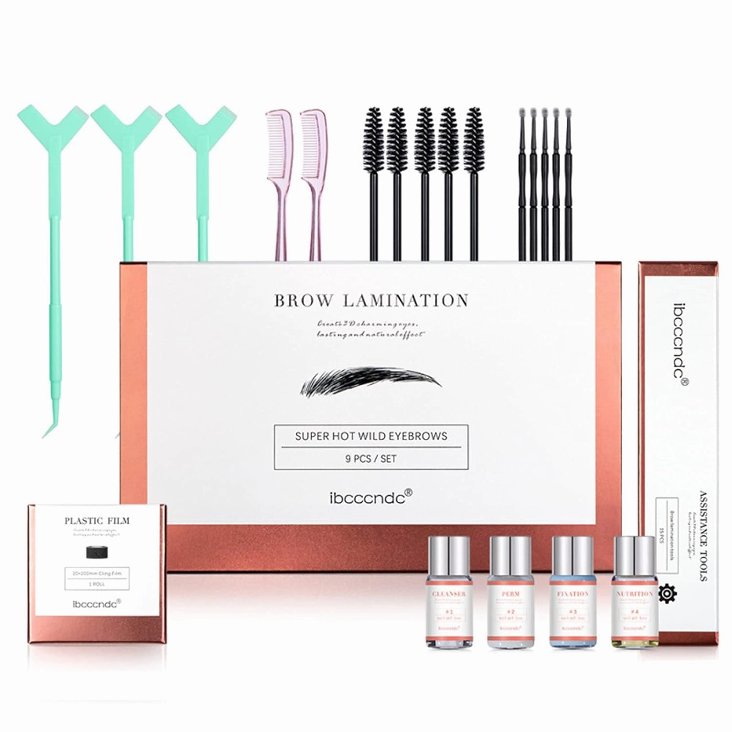 Anself Brow Lift Kit Eyebrow Lamination Set with Eyelash Brushes Combs Plastic Film Brow Perm Kit DIY Eyebrows Lifting Styling Kit for Beautiful Eyebrows Long-lasting for Salon & Home Use