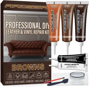 ARCSSAI ARCSSAL Brown Leather Repair Kit for Furniture, Leather Couch Repair Kit for Sofa, Jacket, Car Seats and Purse with Super Easy Instructions, Restores Any Material, Bonded, Pleather, Genuine
