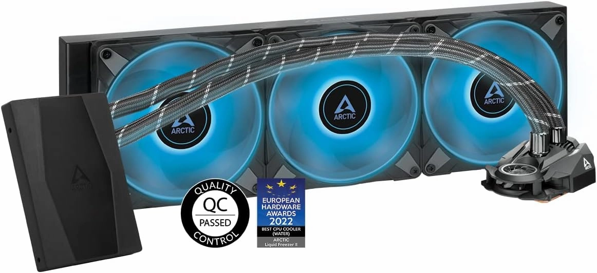 ARCTIC Liquid Freezer II 420 RGB (incl. Controller) - Multi-Compatible All-in-one CPU AIO Water Cooler with RGB, efficient PWM-Controlled Pump, Fan Speed: 200-1900 RPM, LGA1700 compatible - Black