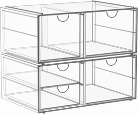 Arcylic Makeup Organzier with 5 Drawers, Clear Stackable Storage Drawers, Bathroom Countert Organizer,Plastic Storage Bins For Vanity, Cabinets, Pantry, Home Organization and Storage