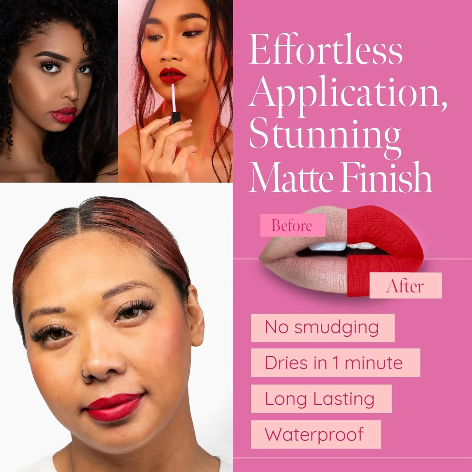 Aromi True Red Matte Liquid Lipstick, Retro Red Lip Color with Blue Undertones, Smudge Proof, Long Lasting, Vegan and Cruelty-free, Handmade (Flamenco Red)
