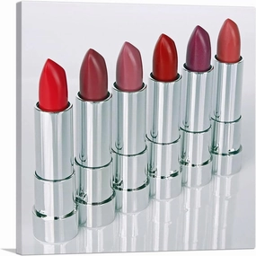 ARTCANVAS Fashion Glam Make Up Red Lipstick Studio Beauty Salon Canvas Art Print Stretched Framed Painting Picture Poster Giclee Wall Decor - 12" x 12" (1.50" Deep)