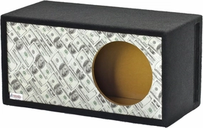 Atrend GFX Series 10LSVBB-Bankroll $100 Bills Pattern Single Vented SPL 10" Subwoofer Enclosure