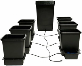 AutoPot 6 Pot System with 3.9 Gallon pots and 12.4 Gallon Tank - Self-Watering Gravity-Fed Hydroponic Indoor System, Black