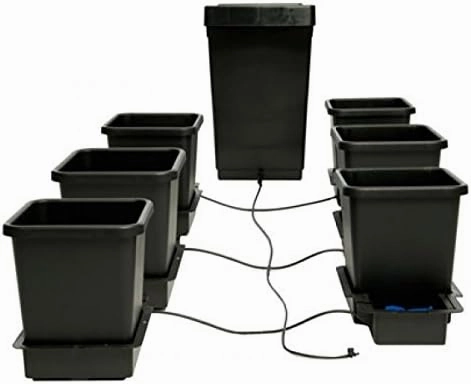 AutoPot 6 Pot System with 3.9 Gallon pots and 12.4 Gallon Tank - Self-Watering Gravity-Fed Hydroponic Indoor System, Black