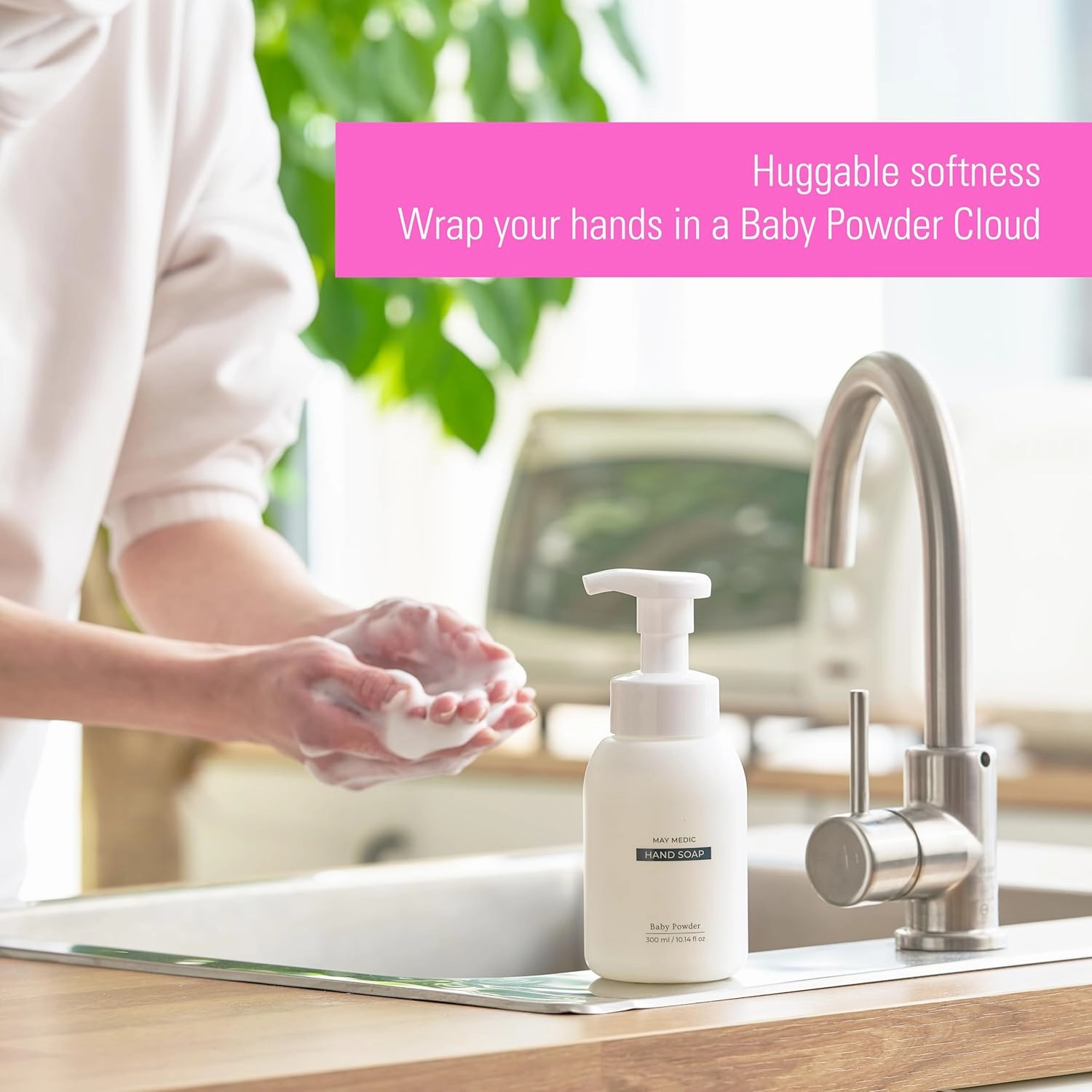 Baby Powder Double Scented Foaming Hand Soap, Moisturizing Foam with Fig and Pomegranate Extract, Vegan Wash for Bathroom and Kitchen, 10.14 fl oz (BabyPowder-3)