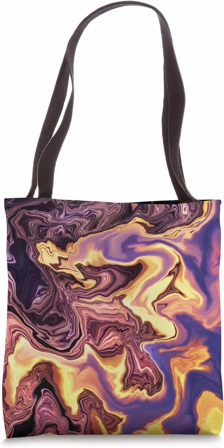 Barbados Sunset Fluid Art Mysterious Flames Abstract Art Tote Bag