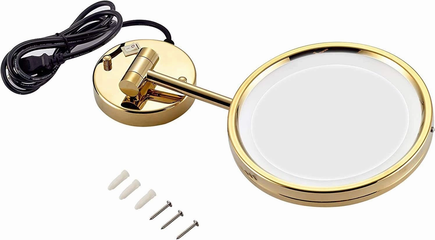 Bathroom Magnification Mirror, Round Makeup Mirror, Rotating Perfect for Bedroom Dressing Table Or Bathroom Vanity(Gold,7X)