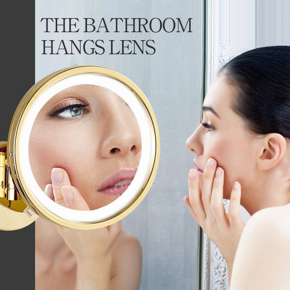 Bathroom Magnification Mirror, Round Makeup Mirror, Rotating Perfect for Bedroom Dressing Table Or Bathroom Vanity(Gold,7X)