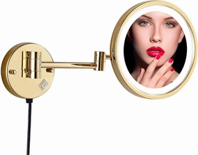 Bathroom Magnification Mirror, Round Makeup Mirror, Rotating Perfect for Bedroom Dressing Table Or Bathroom Vanity(Gold,7X)