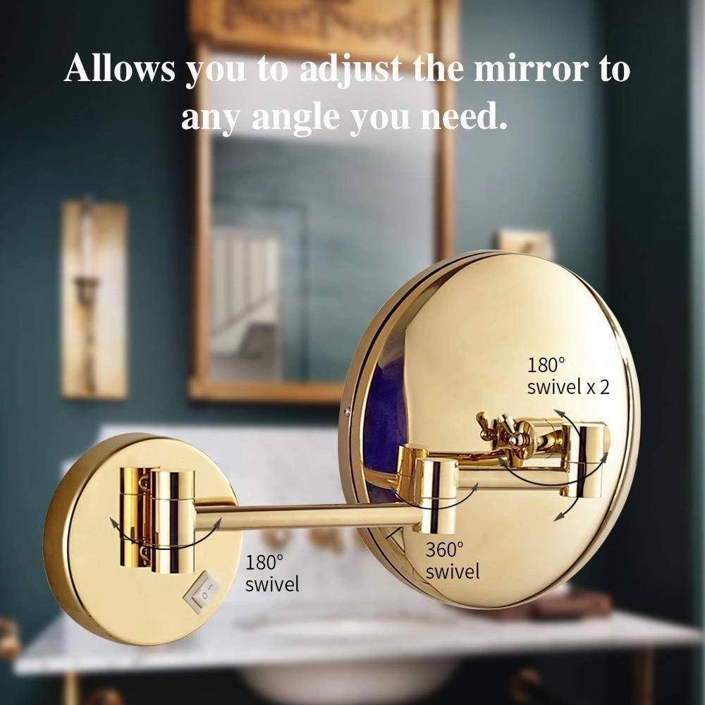 Bathroom Magnification Mirror, Round Makeup Mirror, Rotating Perfect for Bedroom Dressing Table Or Bathroom Vanity(Gold,7X)
