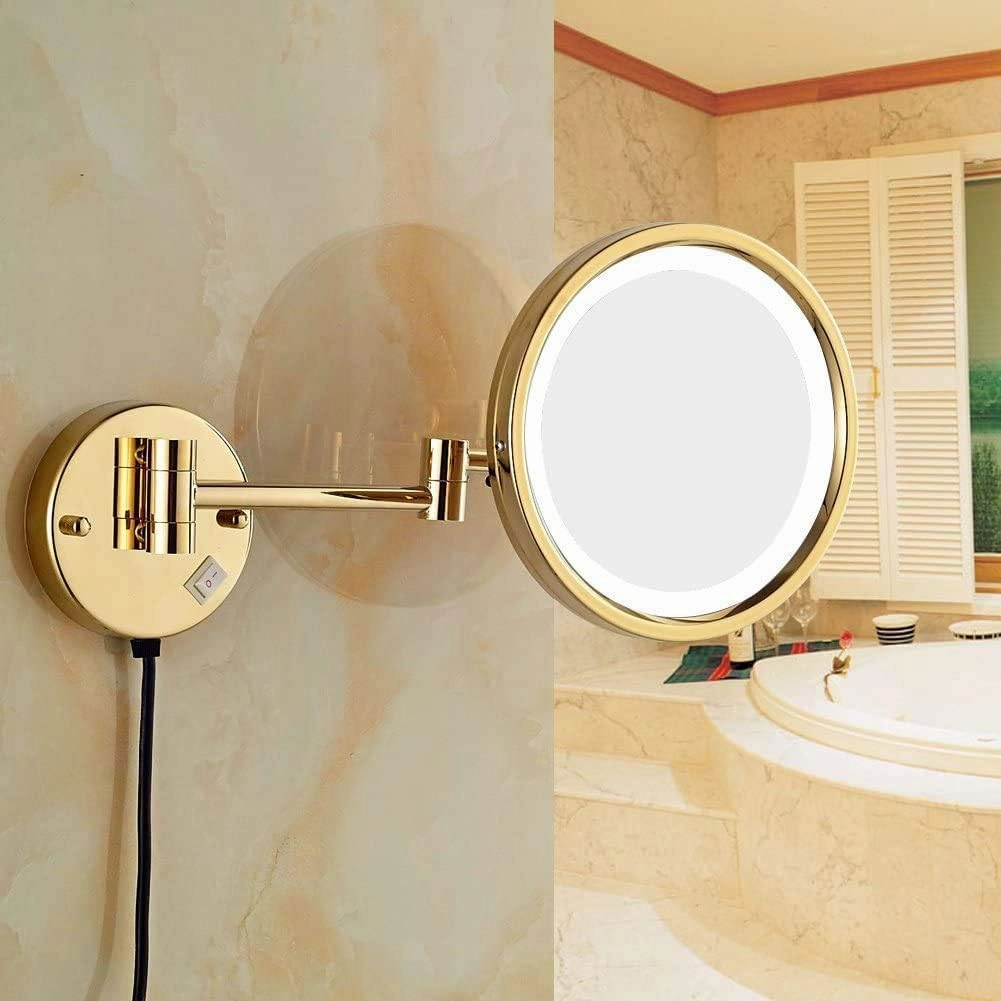 Bathroom Magnification Mirror, Round Makeup Mirror, Rotating Perfect for Bedroom Dressing Table Or Bathroom Vanity(Gold,7X)