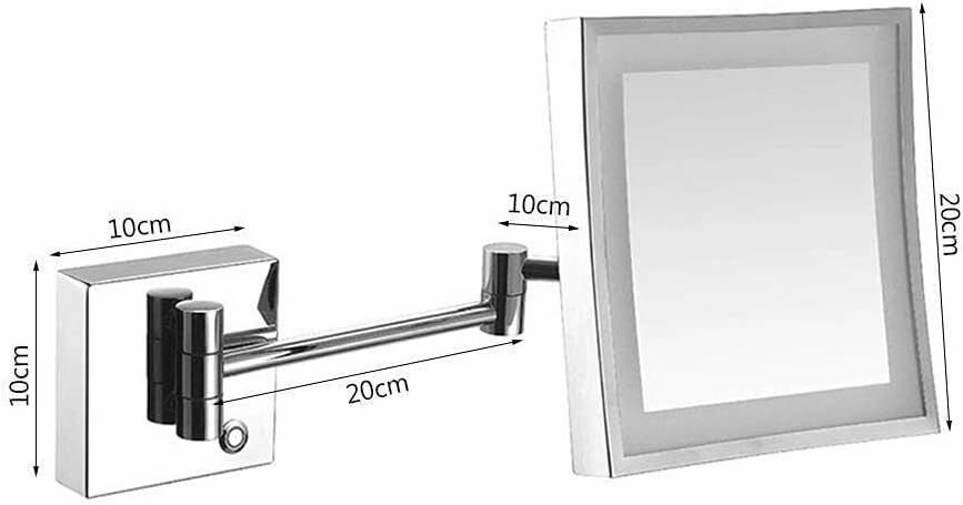 Bathroom Shaving Mirror Wall Mounted, Illuminated Makeup Mirror with 3X Magnifying Touch Screen Swivel Extendable Square Vanity Mirror(Black Bronze)