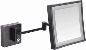 Bathroom Shaving Mirror Wall Mounted, Illuminated Makeup Mirror with 3X Magnifying Touch Screen Swivel Extendable Square Vanity Mirror(Black Bronze)