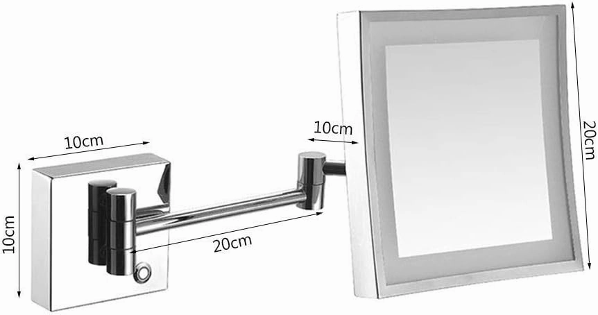 Bathroom Shaving Mirror Wall Mounted LED Illuminated Makeup Mirror with 3X Magnifying Touch Screen Swivel Extendable Square Vanity Mirror Concealed Install (Color : Black Bronze)