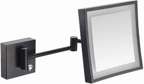 Bathroom Shaving Mirror Wall Mounted LED Illuminated Makeup Mirror with 3X Magnifying Touch Screen Swivel Extendable Square Vanity Mirror Concealed Install (Color : Black Bronze)