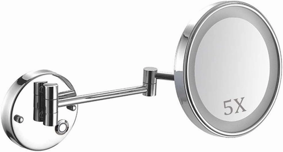 Bathroom Shaving Mirror Wall Mounted, Makeup Mirror with 1X 5X Magnifying, Concealed Install, Touch Screen (Color : Black Bronze)
