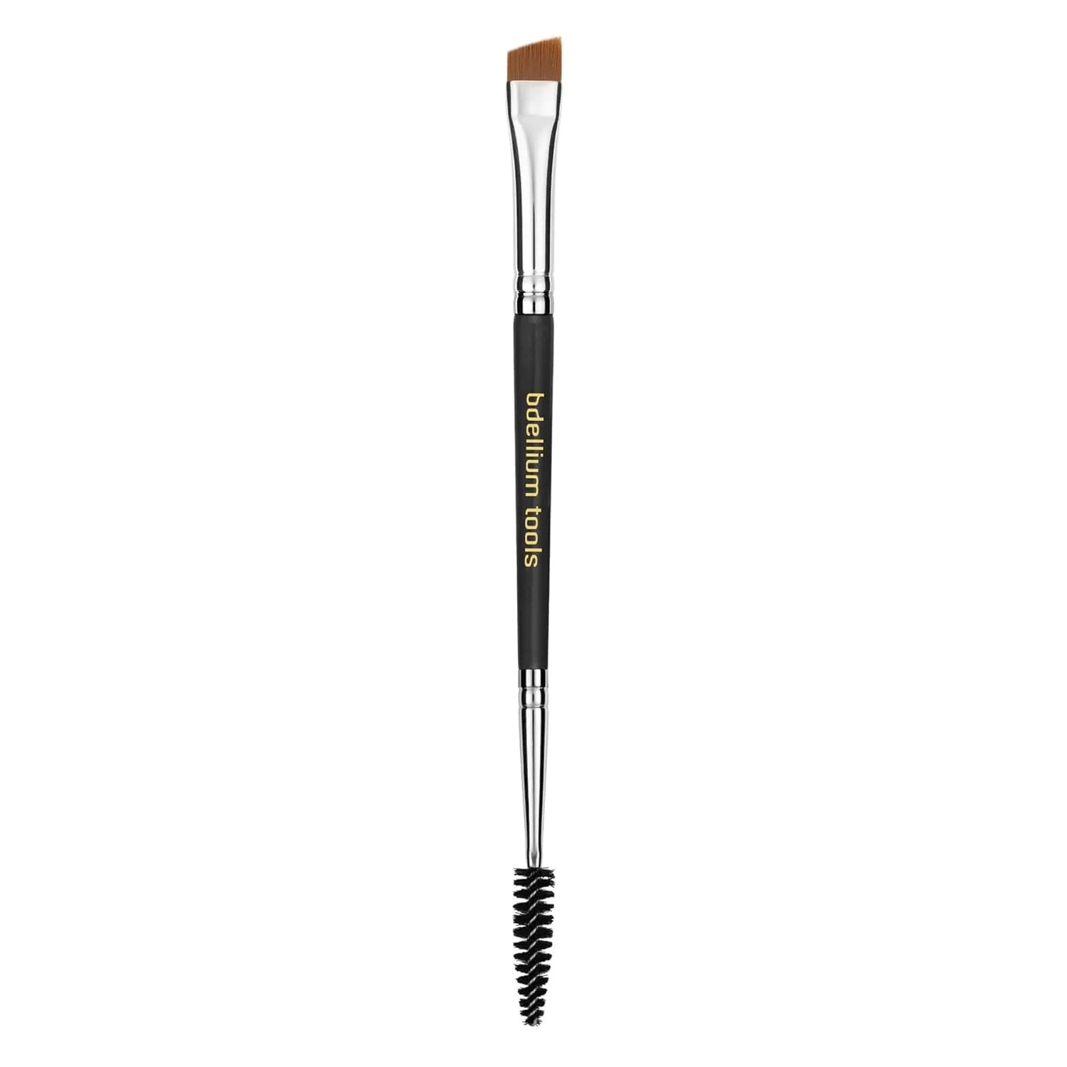 Bdellium Tools Professional Makeup Brush - Maestro Series 736 Double-ended Angled Definer/Spoolie - With All-Vegan Synthetic Fibers, For Polished, Well-groomed Lashes and Brows (Black, 1pc)