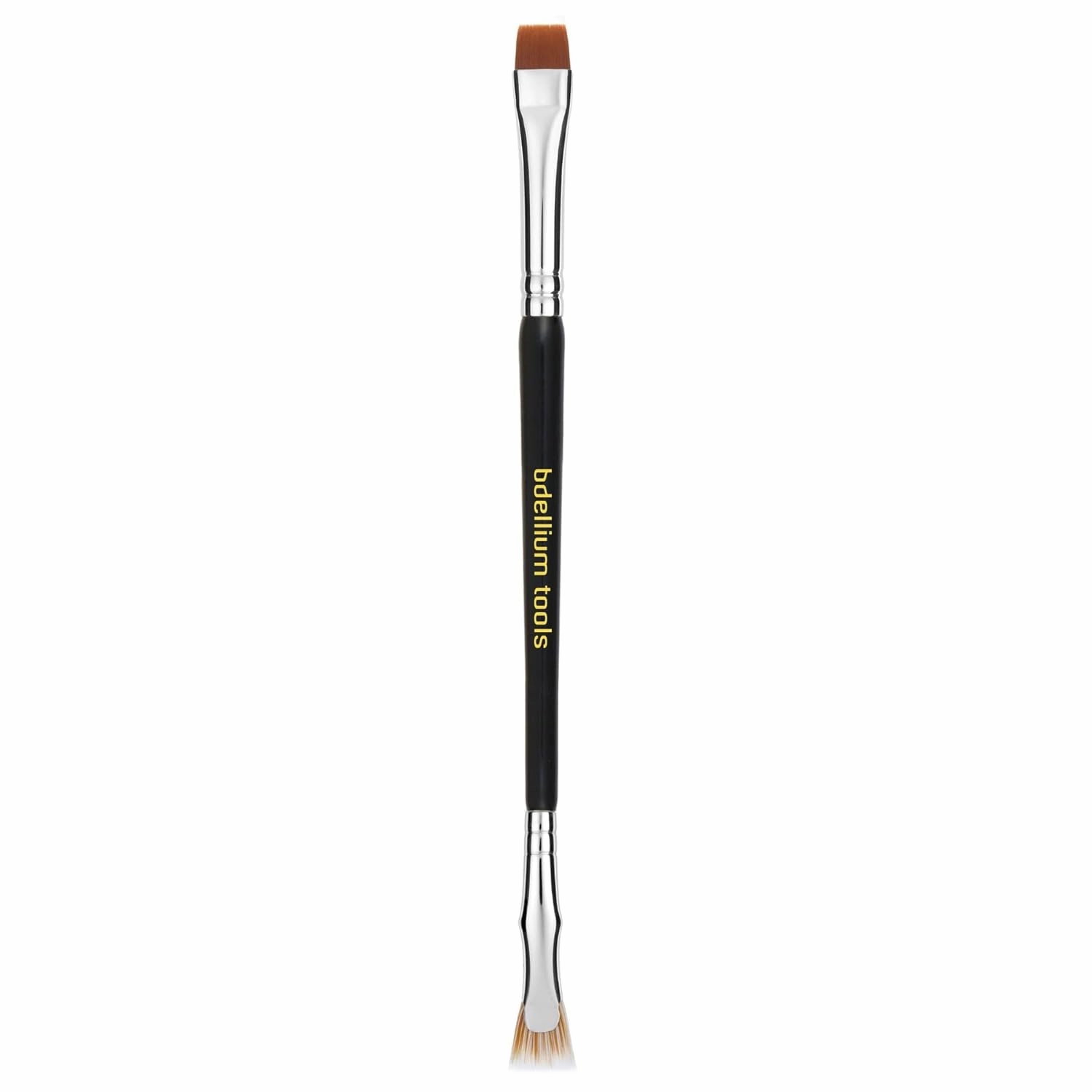 Bdellium Tools Professional Makeup Brush - Maestro Series 727 Double-Ended Bent Lash Fan/Flat Definer - With All-Vegan Synthetic Fibers, For Clean, Clump-free Mascara Application (Black, 1pc)