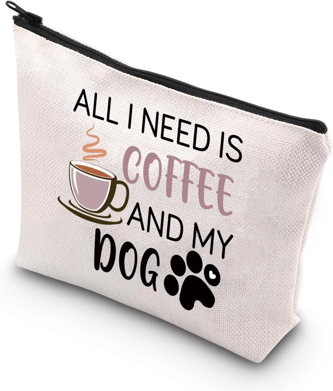 BDPWSS Dog Mom Makeup Bag - Coffee and Dog Lover Gift - Funny Cosmetic Bag for Women, Friend Birthday Present